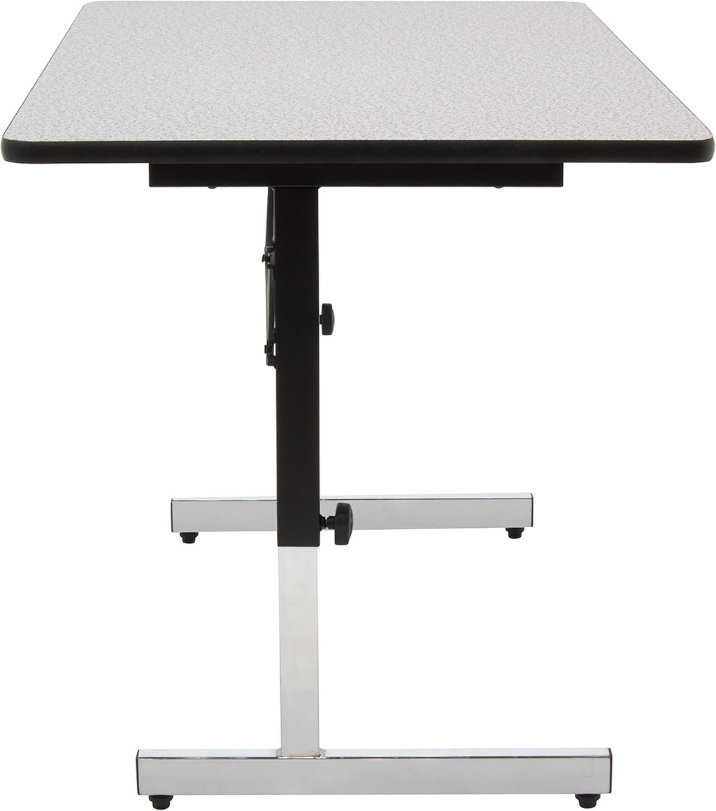 Height Adjustable Office Desk, 48 Inch, Black Frame, Grey Top S9904
