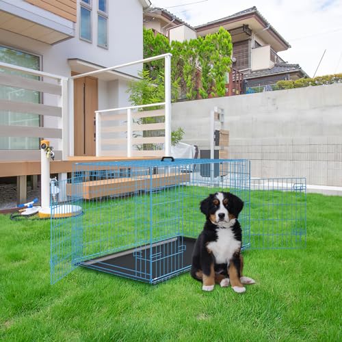 42 Inch Black Metal Dog Crate Kennel with Divider E42936