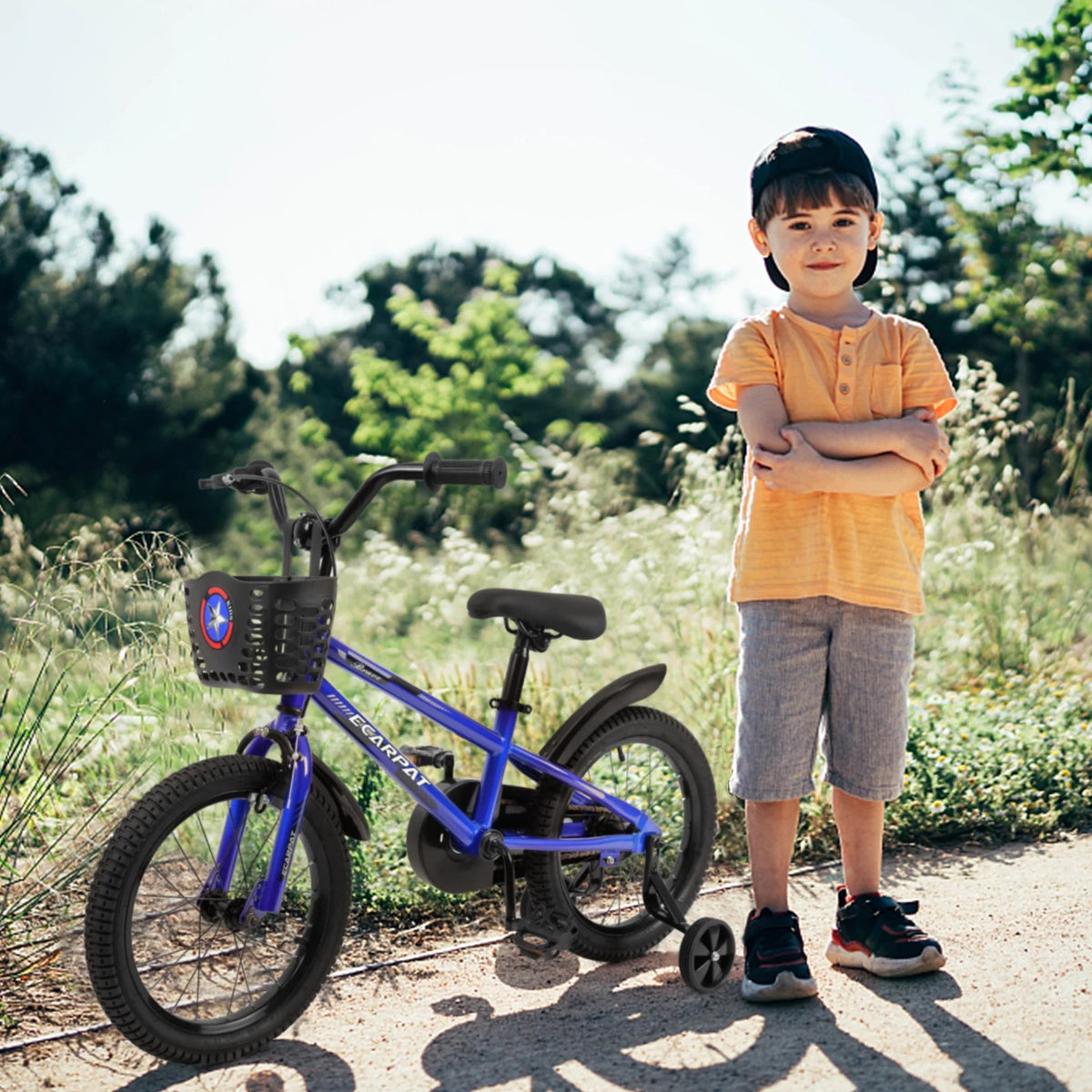 16 inch Kids Bike with Training Wheels, Basket and Fender V750