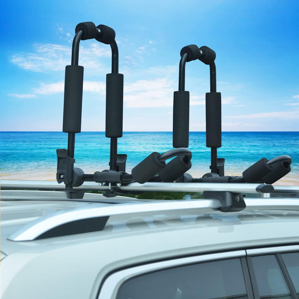 Kayak Roof Rack for 2 Kayaks, J-Style Universal Kayak Racks, Folding Kayak Carrier, 2 Pair F90867