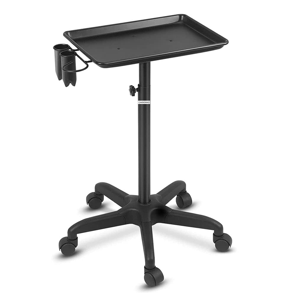Black Aluminum Salon Tray Cart with Wheels K401508