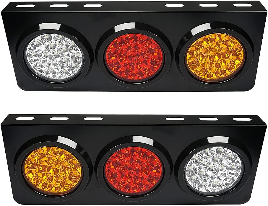 LED Truck Trailer Tail Lights with Iron Bracket Base, 48-LED, 2 PCS W7591