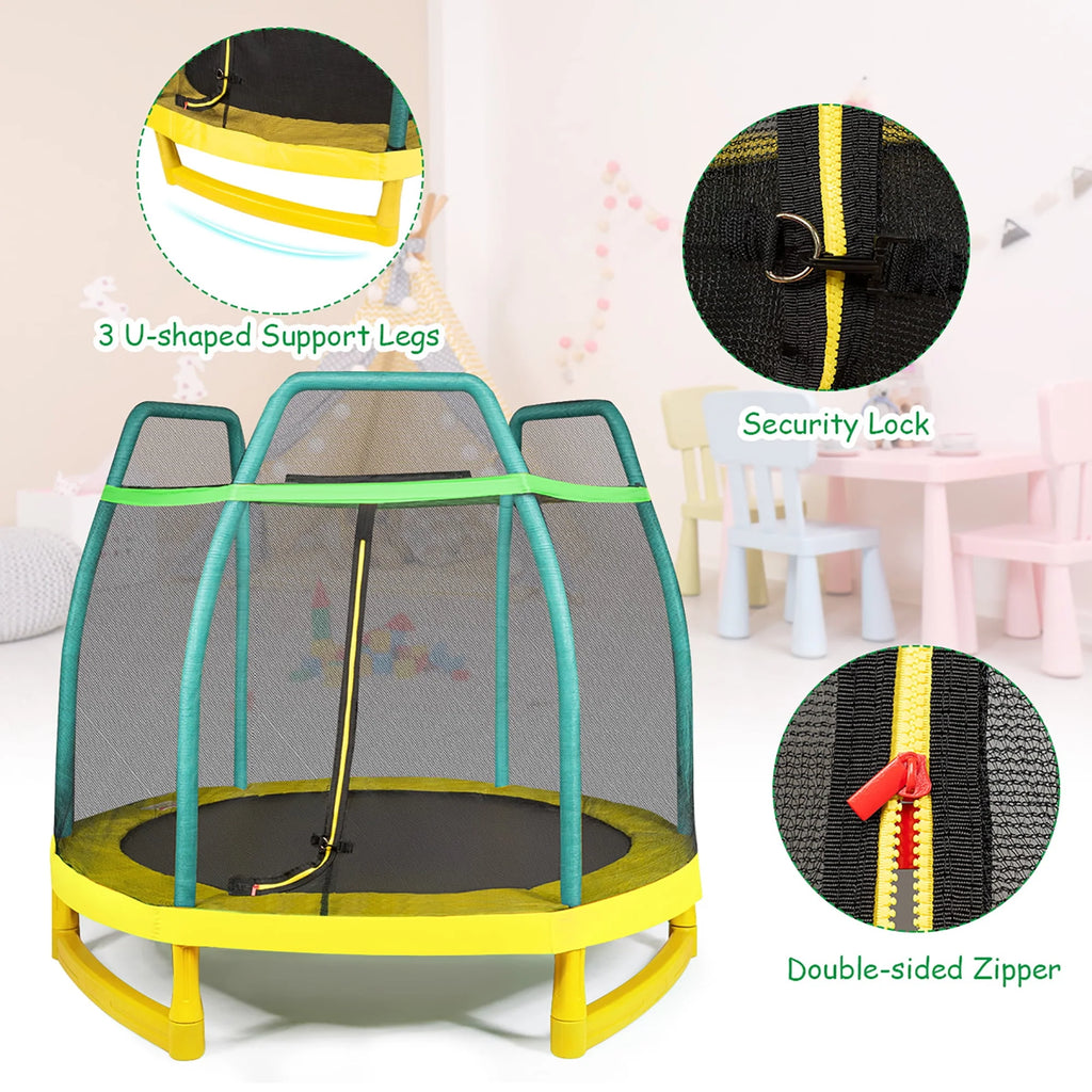 7FT Kids Trampoline with Safety Enclosure Net E270