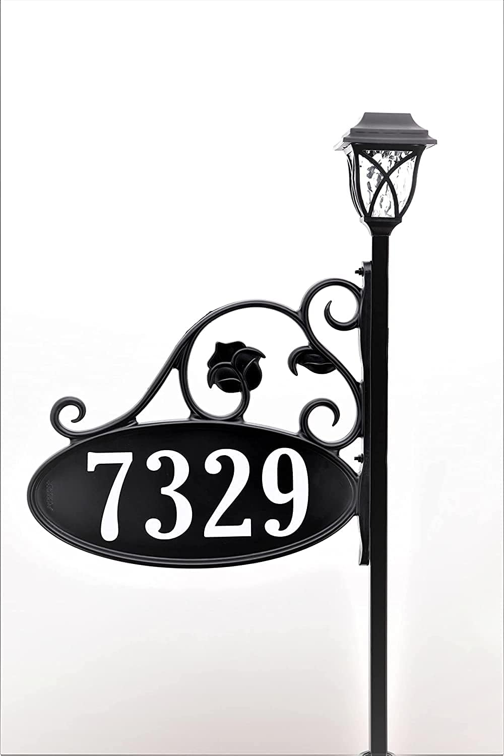 Handcrafted Double-Sided Reflective Home Address Sign with Solar Light R825838