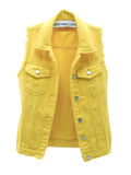 Sleeveless Solid Color Denim Vest P1954