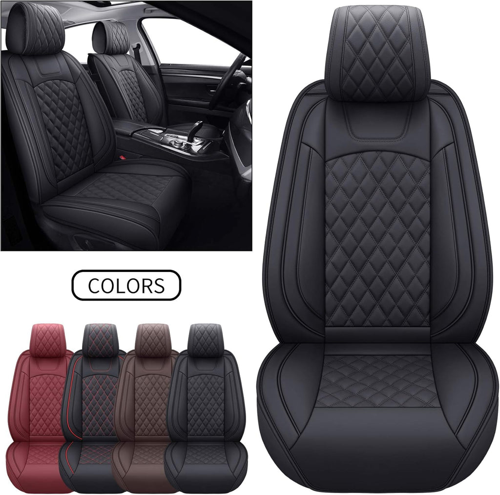 Waterproof Faux Leather Car Seat Covers Full Set Black-Red E180704