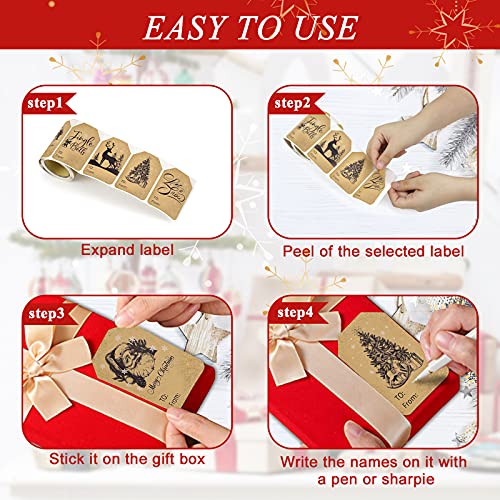 Christmas Gift Tag Stickers 2 x 3 Inch Self-Adhesive 120 Pieces R374136