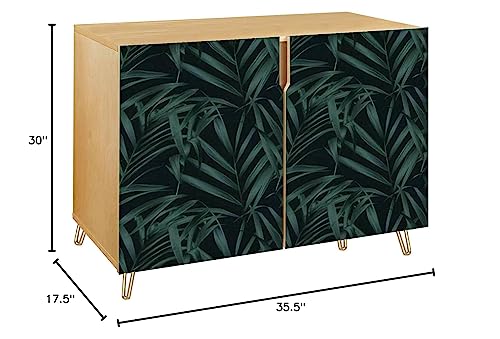 Wooden Door Accent Cabinet with Palm Leaves Pattern Q949003