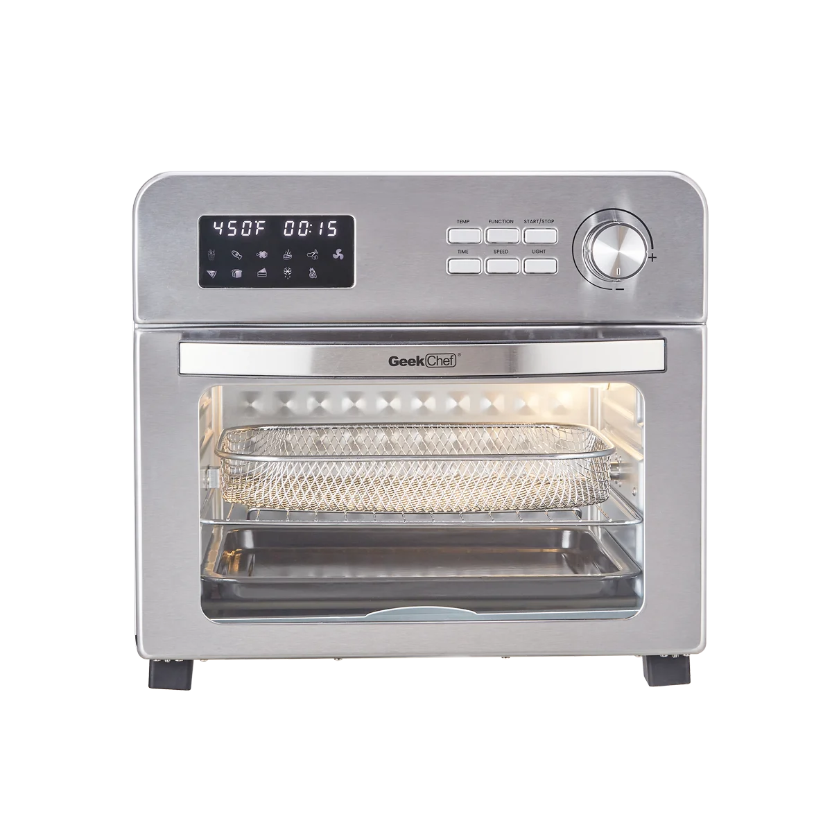 6-in-1 Air Fryer Toaster Oven, 24 Quart LCD Countertop Convection Airfryer with Rotisserie and Dehydrator P403