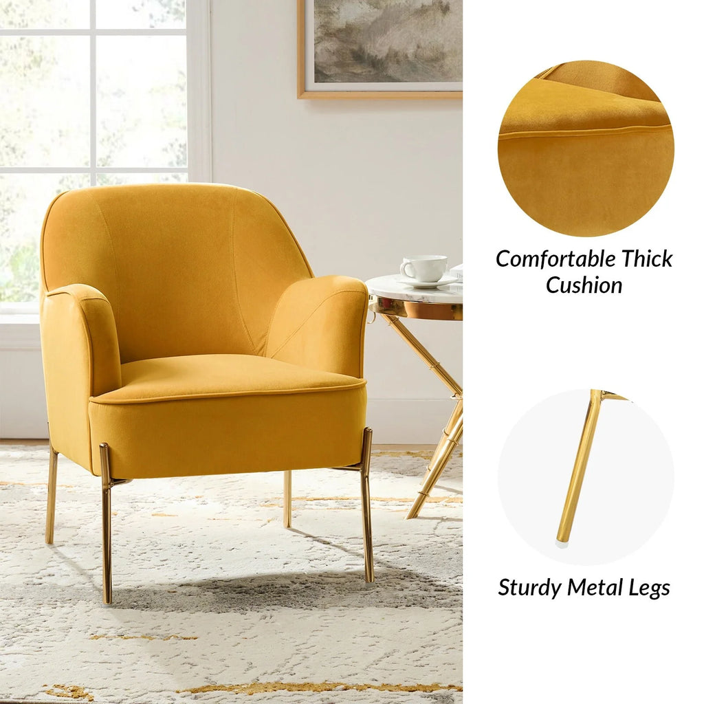 Velvet Accent Chair with Golden Legs Set of 2 T459