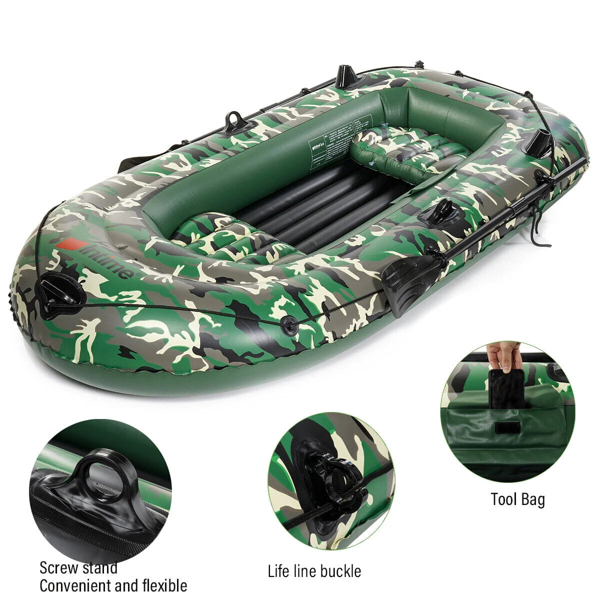 Inflatable 3-Person PVC Fishing Boat with Paddle M132