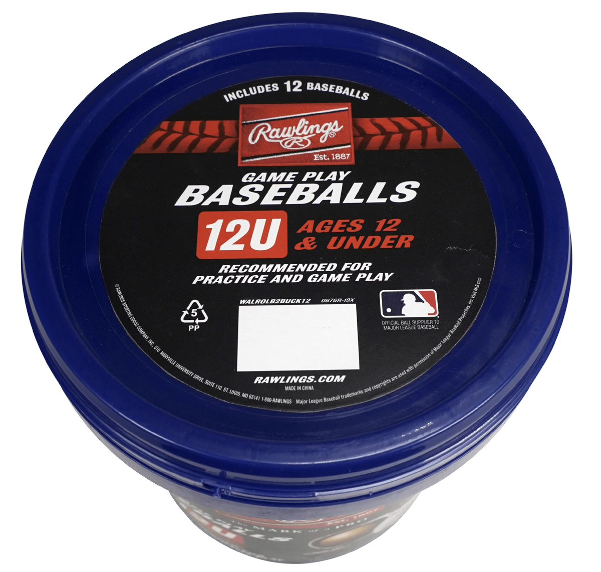 Youth Practice Baseball Bucket, 12 Count Z271