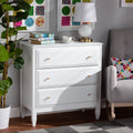White 3-Drawer Wood Bedroom Chest V940