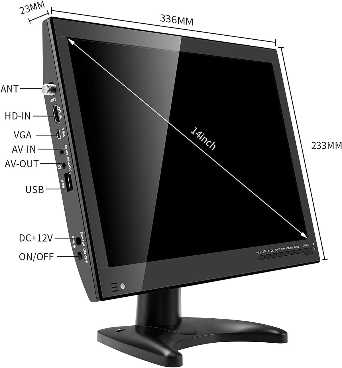 14inch Rechargeable Portable TV with Digital Tuner V800480