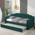 Green Upholstered Tufted Daybed with Trundle F3218
