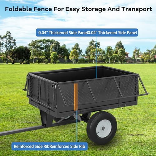 Heavy Duty 750lb ATV Dump Trailer, 17 Cu.Ft Yard Cart with Removable Sides B2054