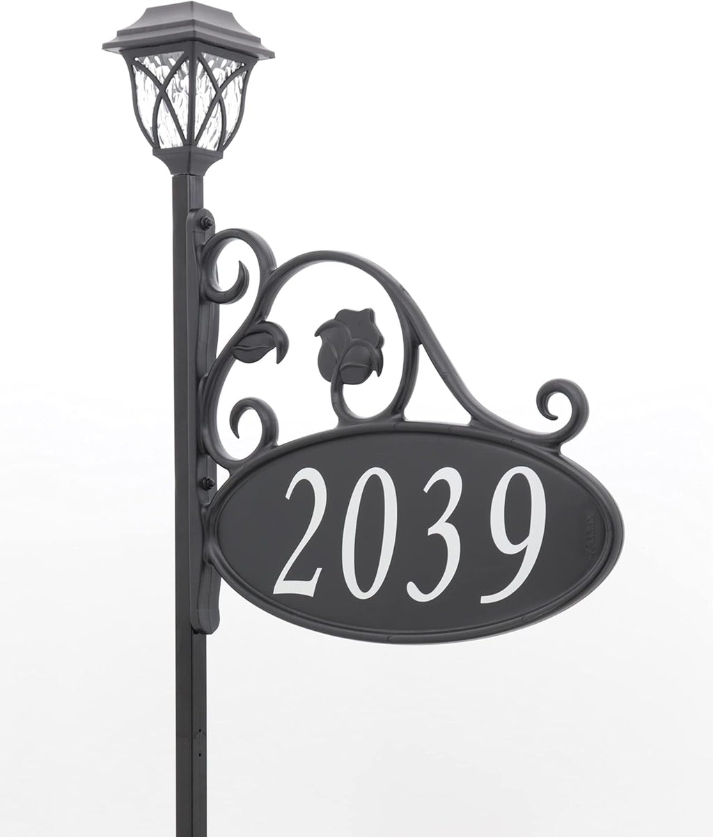 Handcrafted Double-Sided Reflective Home Address Sign with Solar Light R825838