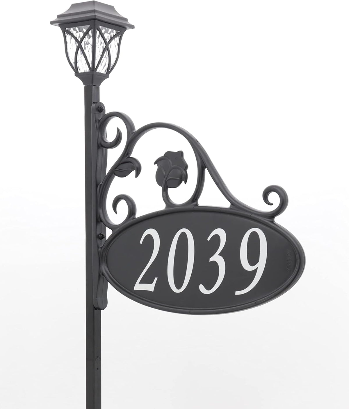 Handcrafted Double-Sided Reflective Home Address Sign with Solar Light R825838