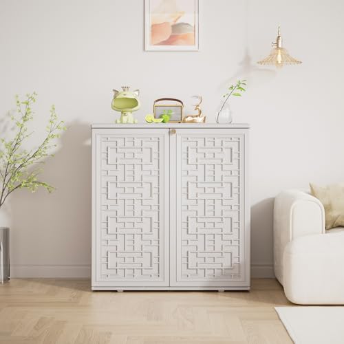 Outdoor Storage Cabinet Waterproof with Shelf, Resin, Size 34.3''L*15''W*36.2''H (Black) D293