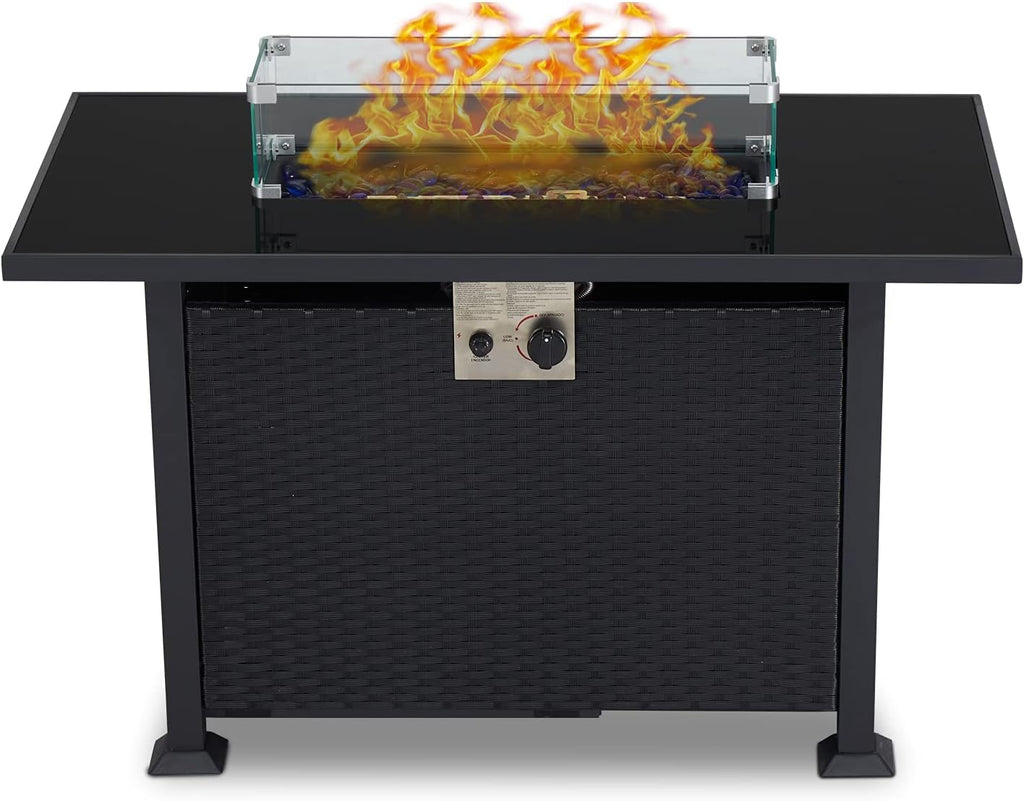 44 Inch 50000 BTU Propane Fire Pit Table with Rain Cover A2022