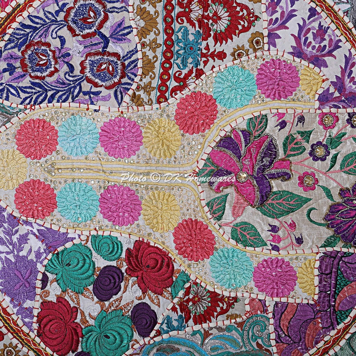40 Inch White Cotton Round Floor Pillow C29307