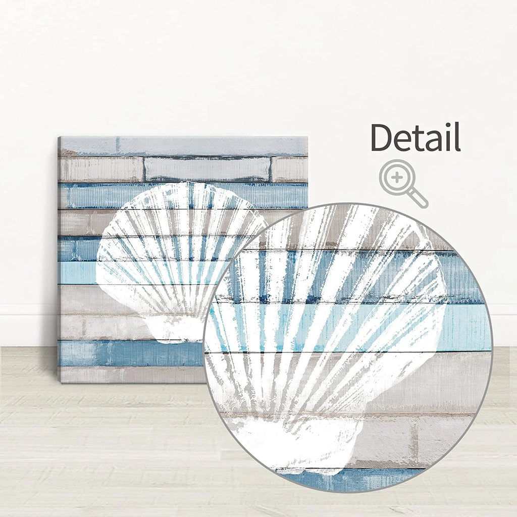 Blue Coastal Nautical Canvas Prints set of 4, 12x12 inch O516987