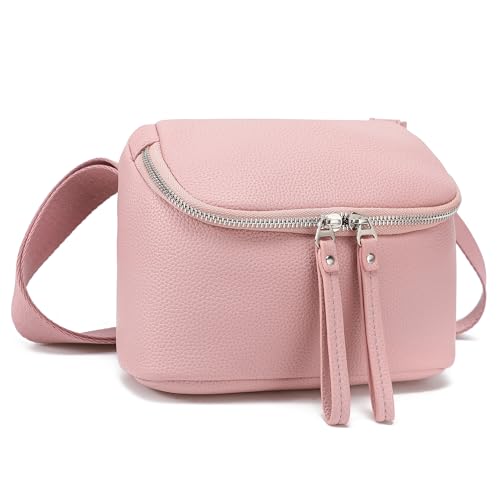 White Brown Vegan Leather Fanny Pack Crossbody Bag Y902
