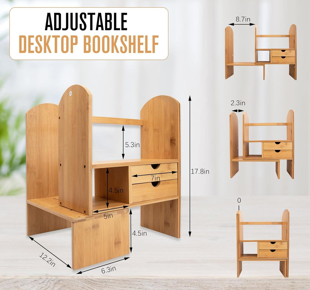 Bamboo Desktop Bookshelf Organizer L6319