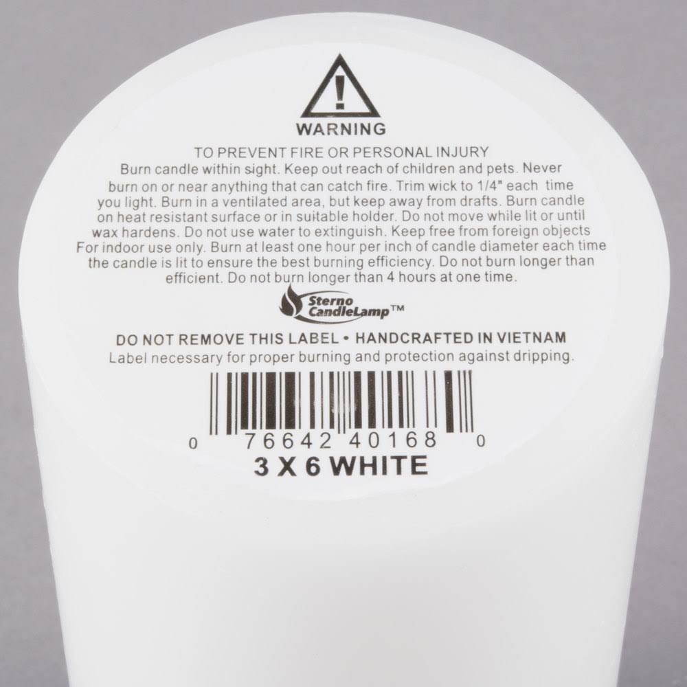 White Wax Pillar Candle - 12/Case Y60140
