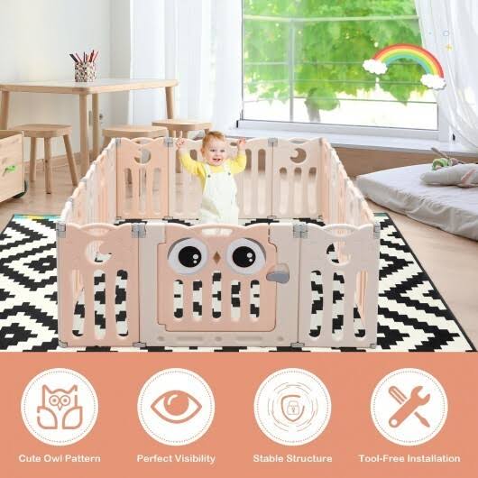 Pink Baby Activity Center Play Yard with Lock Door J714