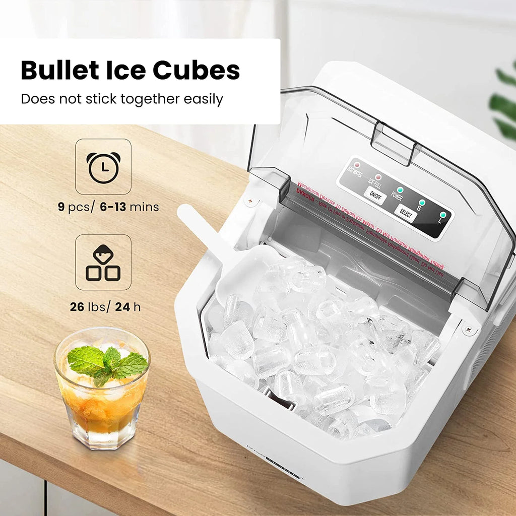 Portable Countertop Ice Maker with Handle, 26lbs/Day, White X1313