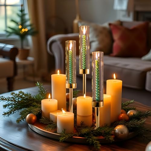 Black Set of 6 Glass Taper Candle Holders T645