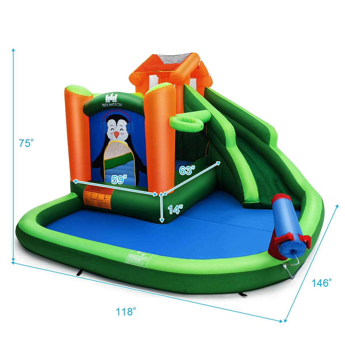 Inflatable Water Park Slide Bouncer with Splash Pool and Blower Z27960