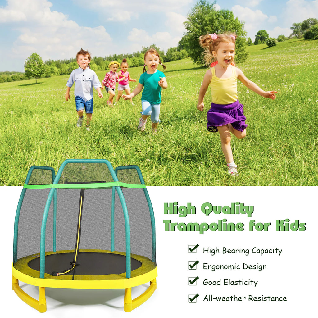 7FT Kids Trampoline with Safety Enclosure Net E270
