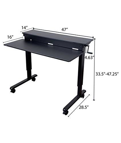 48-inch Crank Adjustable Height Stand Up Desk with Steel Frame B730