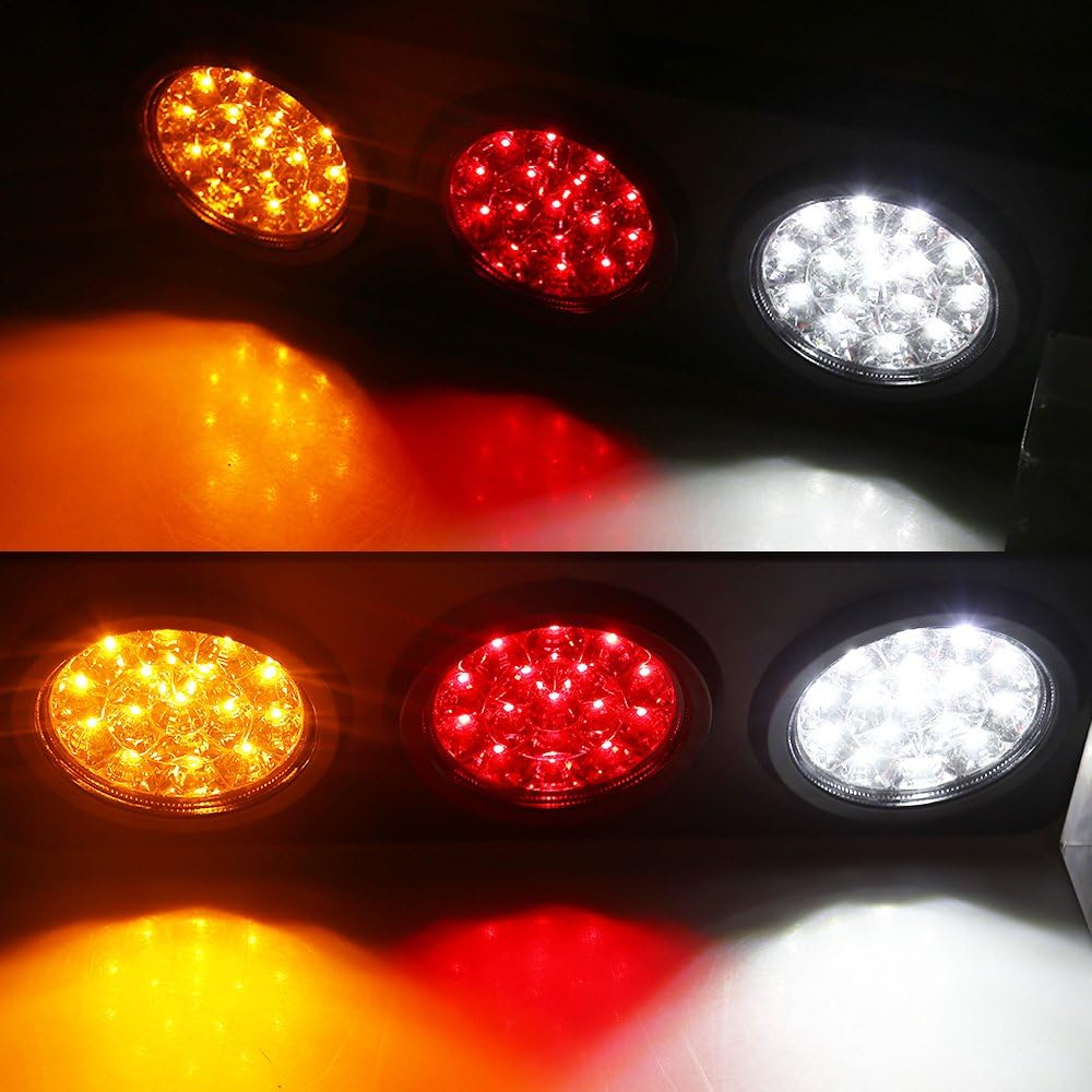LED Truck Trailer Tail Lights with Iron Bracket Base, 48-LED, 2 PCS W7591