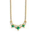 14K Yellow Gold Emerald and Real Diamond 18 inch Necklace X16533