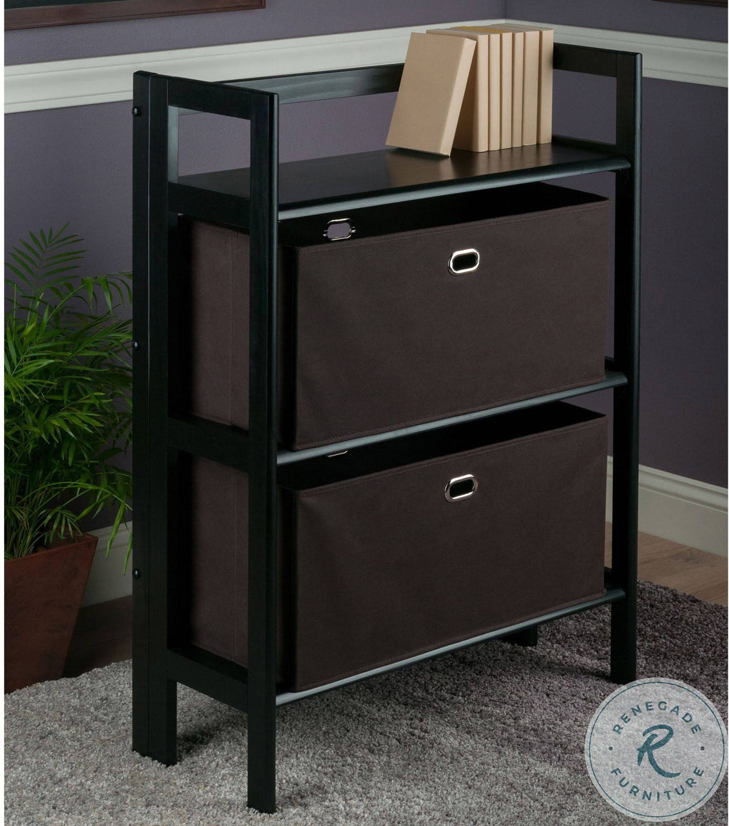 3-Pc Folding Bookcase with Fabric Basket M359
