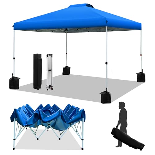 Blue 10x10ft Pop up Canopy Tent with Roller Bag J4564