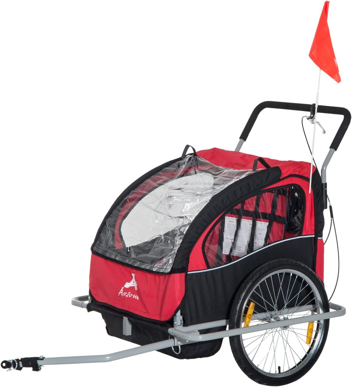 Three-Wheel Bicycle Cargo Trailer with 2 Security Harnesses & Storage W5662