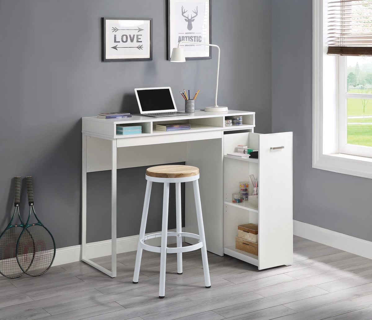 47" Wide White Desk with Storage A94754