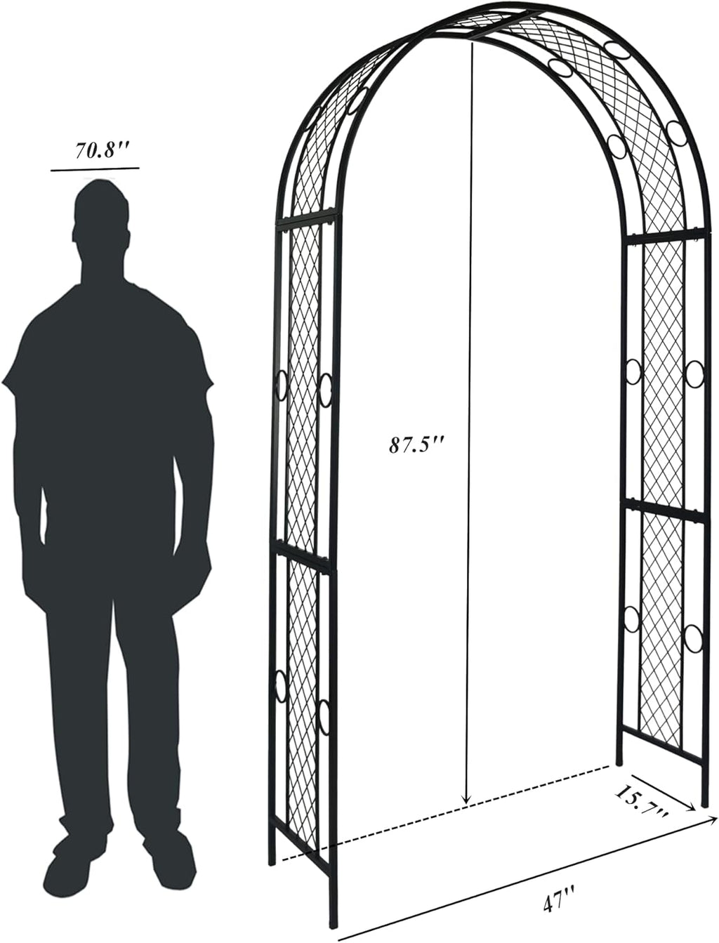 Black 47'' Wx87.5'' H Metal Garden Arch W916501
