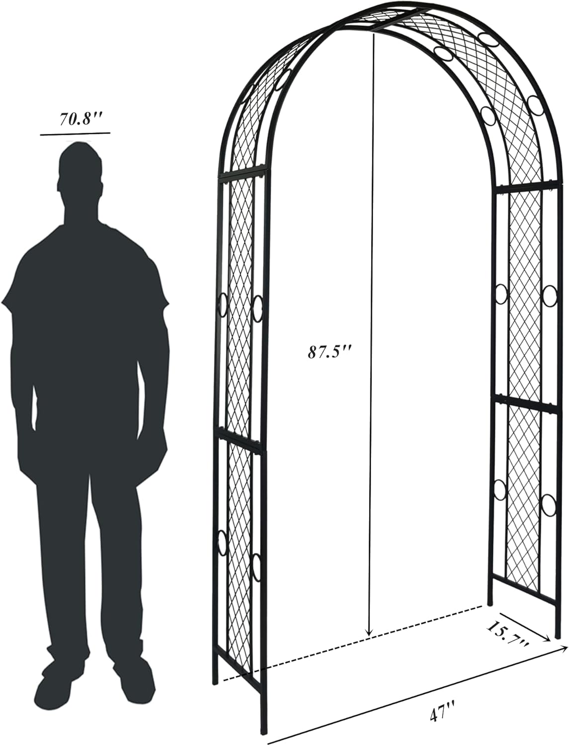 Black 47'' Wx87.5'' H Metal Garden Arch W916501