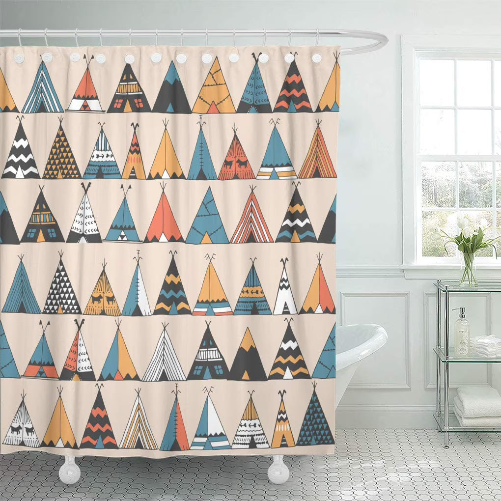 Boho Teepee Pattern Shower Curtain 66x72 inch L3286