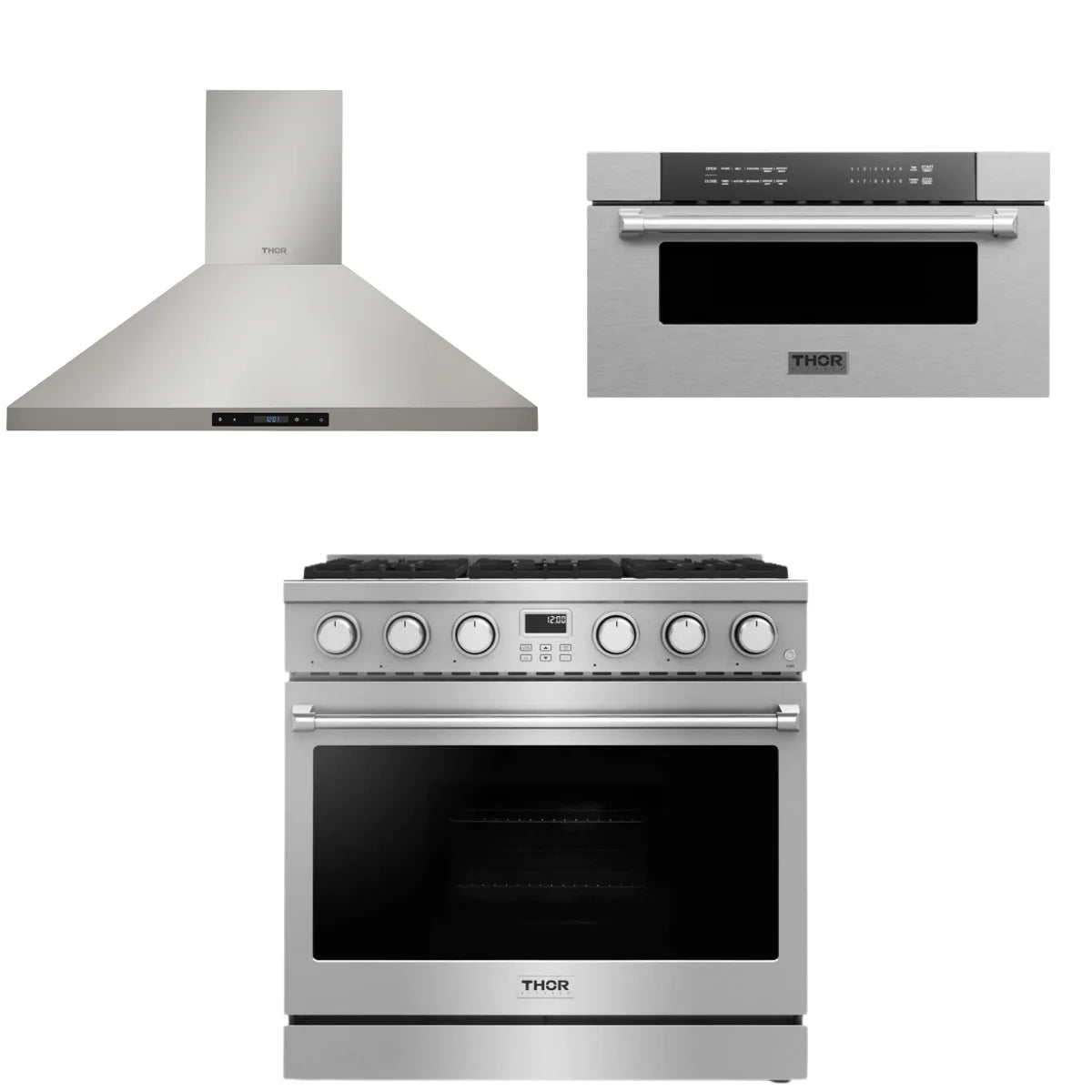 36 Gas Range, Range Hood and Microwave U828