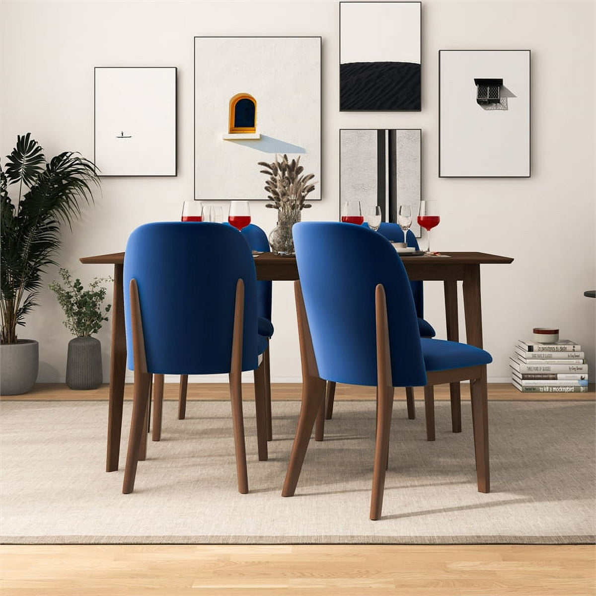 Velvet Dining Chair in Navy Blue (Set of 2) M9337