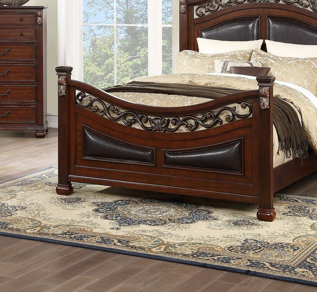 King Size 4p Bedroom Furniture Set Wooden Brown Q926674