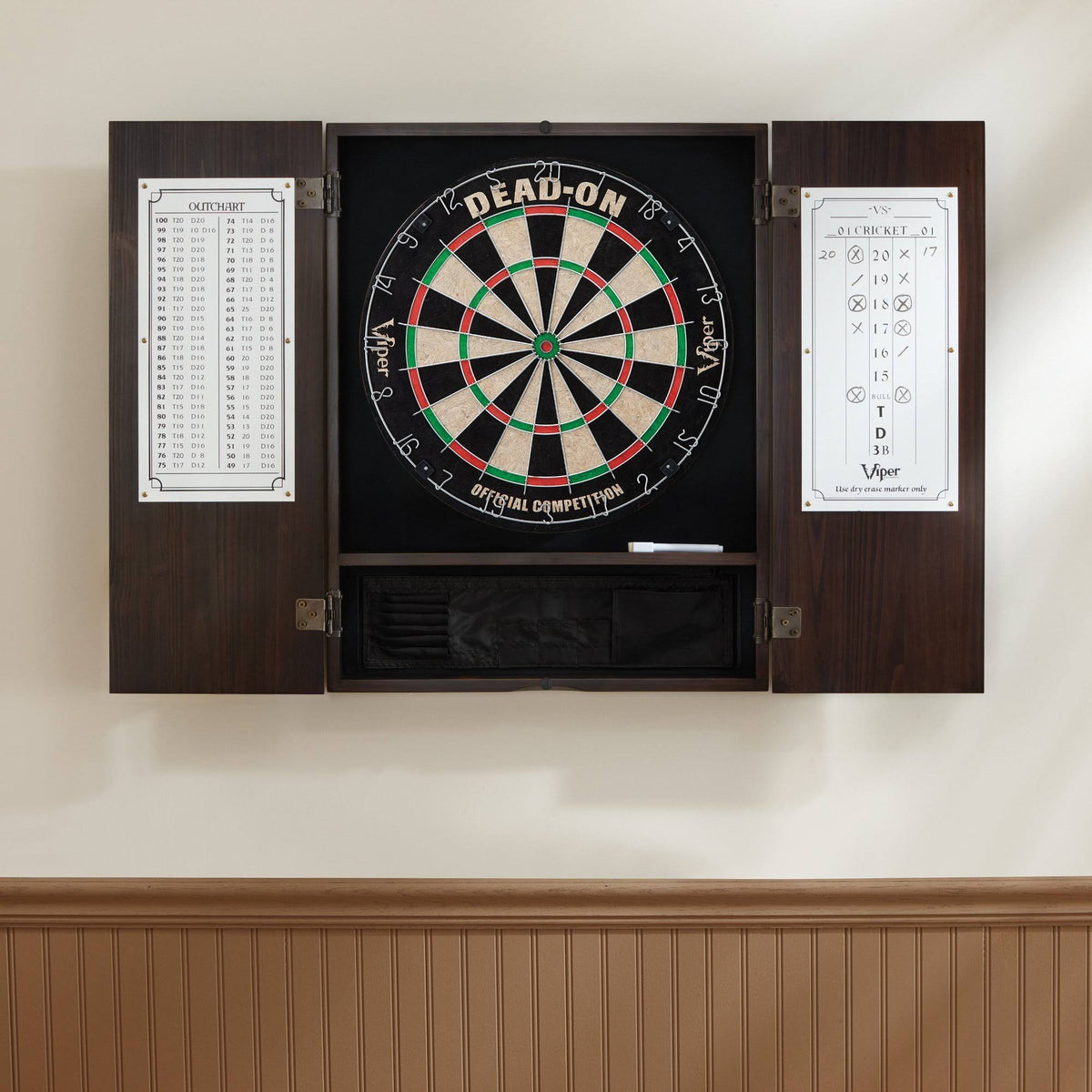 Solid Wood Cabinet & Sisal/Bristle Dartboard Bundle G915