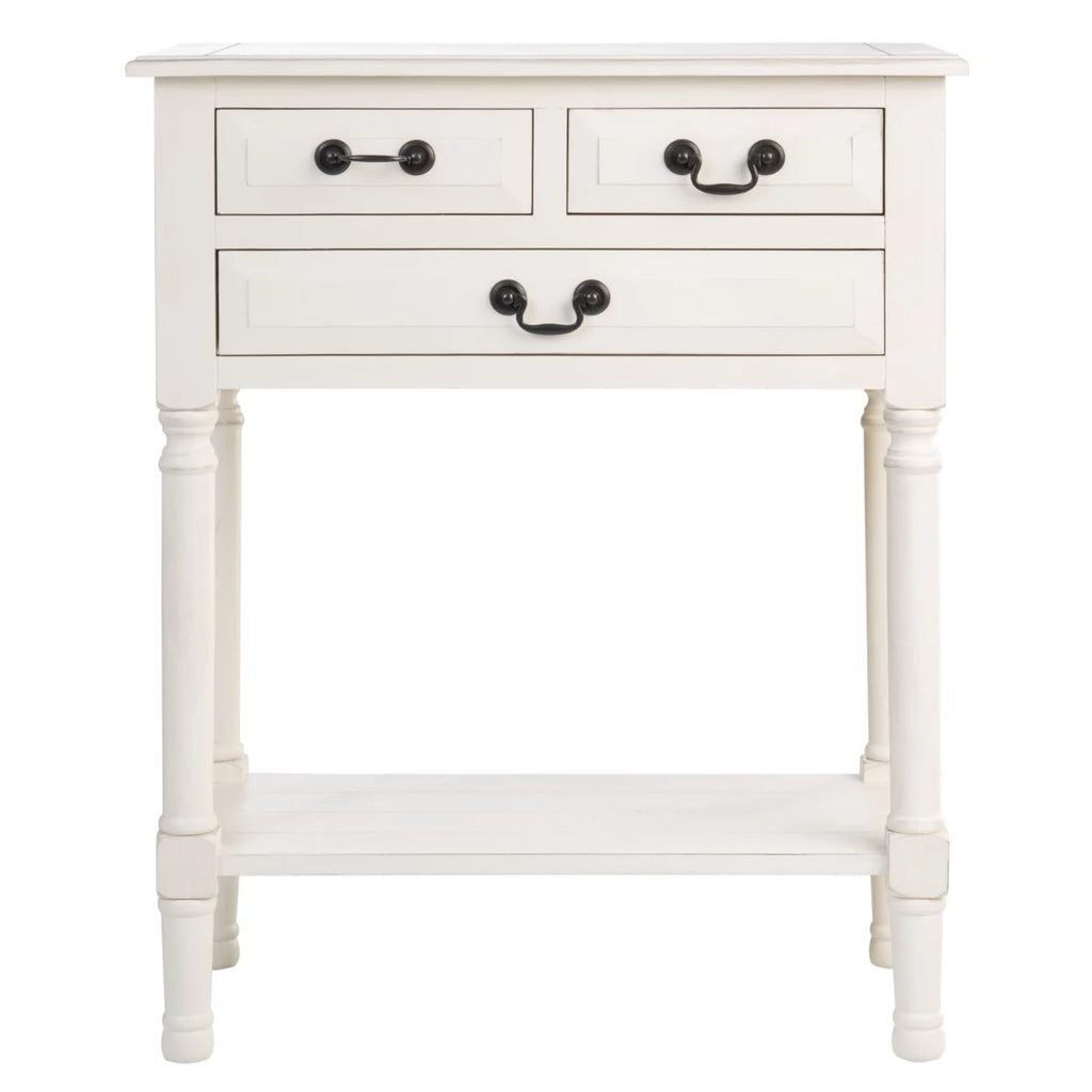Distressed White Wood Console Table with Drawer P2578