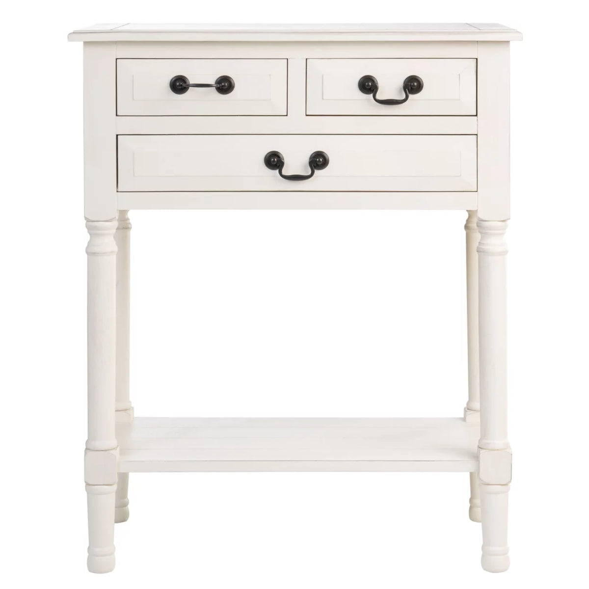 Distressed White Wood Console Table with Drawer P2578